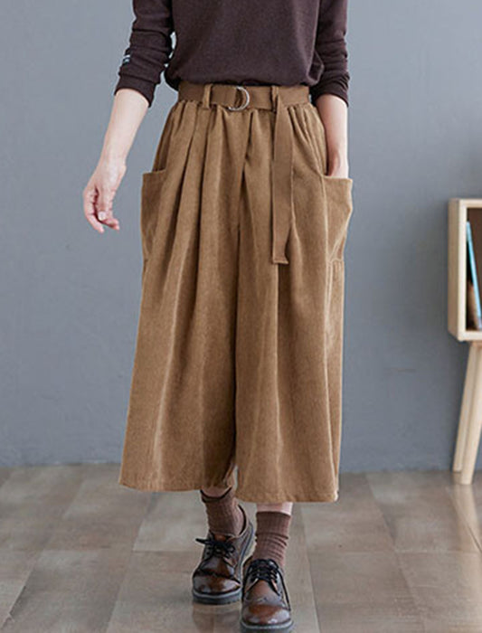 【近日入荷】ベルト付サイドポケットコーデュロイキュロット※3月下旬～4月上旬入荷予定