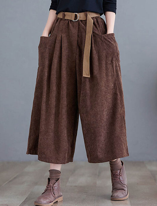 【近日入荷】ベルト付サイドポケットコーデュロイキュロット※3月下旬～4月上旬入荷予定