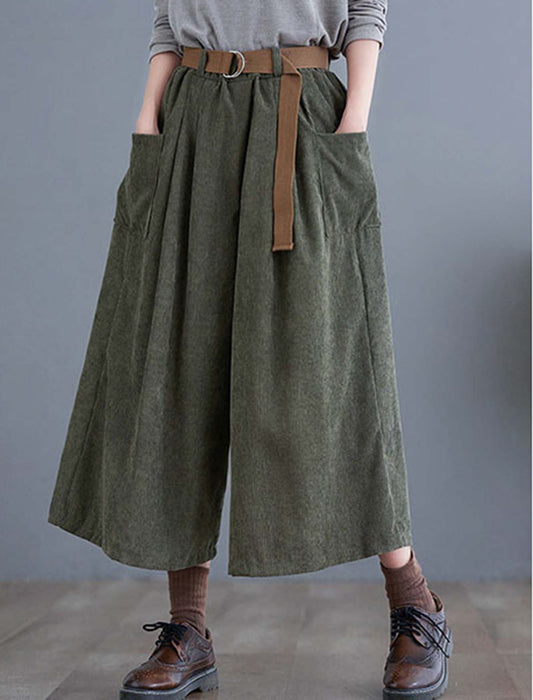 【近日入荷】ベルト付サイドポケットコーデュロイキュロット※3月下旬～4月上旬入荷予定