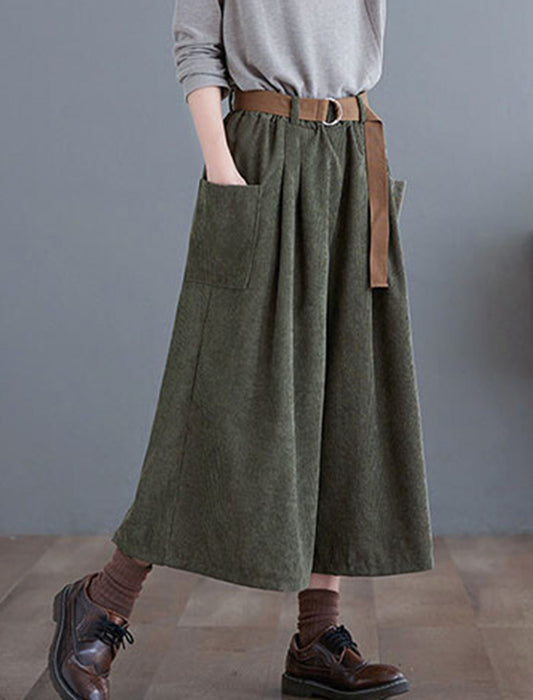 【近日入荷】ベルト付サイドポケットコーデュロイキュロット※3月下旬～4月上旬入荷予定