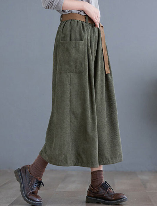 【近日入荷】ベルト付サイドポケットコーデュロイキュロット※3月下旬～4月上旬入荷予定