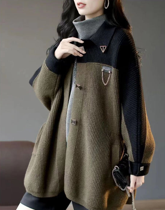 ポンチョ風バイカラーコート