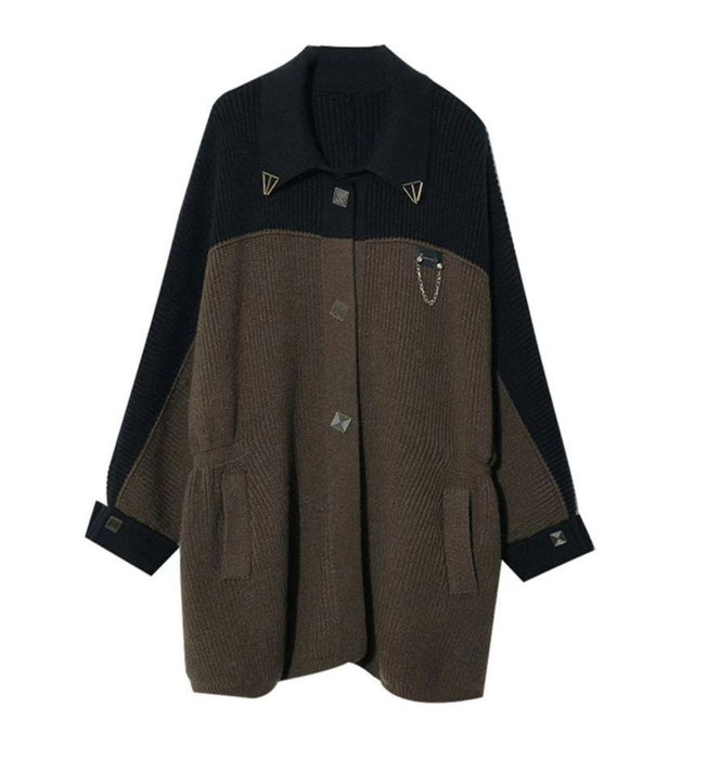 ポンチョ風バイカラーコート