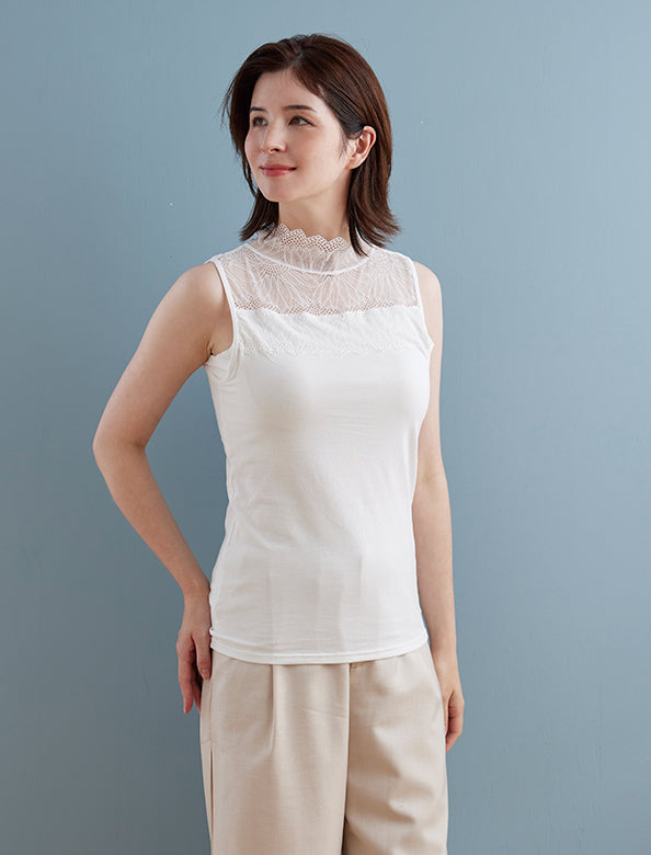 フィットブラ付ハイネックレースインナーノースリーブ