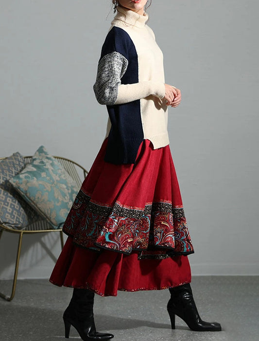 ブロックカラータートルニット