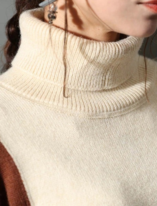 ブロックカラータートルニット