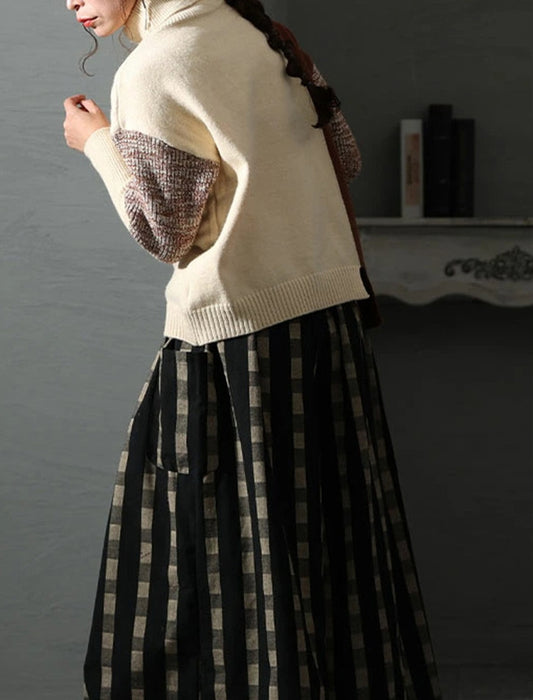 ブロックカラータートルニット