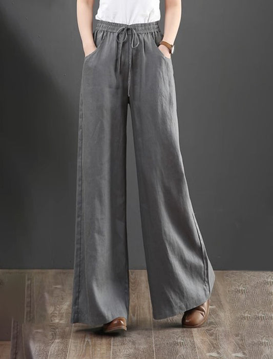 リネンライクイージーワイドパンツ