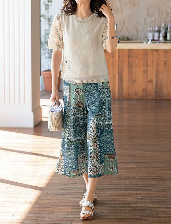 関税込＊国内発□ウェストパッチワークフローラルプリントパンツ