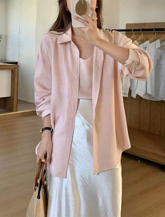 シアーシャツ×キャミソール アンサンブル