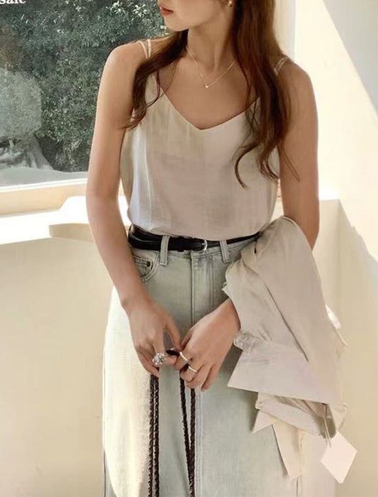 シアーシャツ×キャミソール アンサンブル