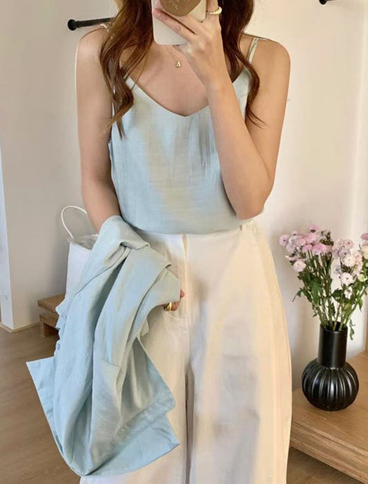 シアーシャツ×キャミソール アンサンブル