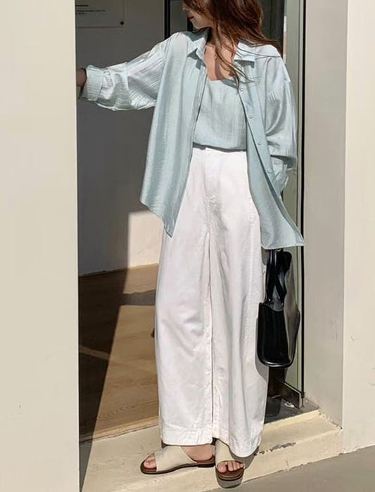 シアーシャツ×キャミソール アンサンブル