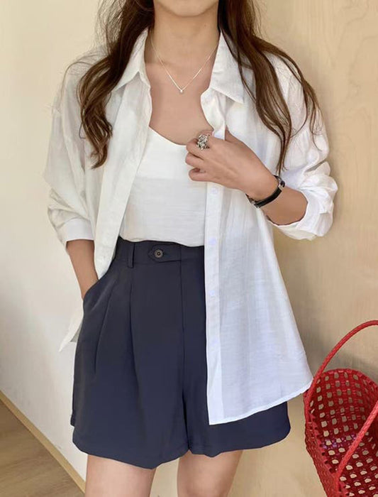 シアーシャツ×キャミソール アンサンブル