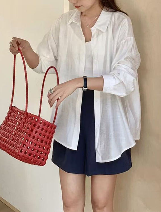 シアーシャツ×キャミソール アンサンブル