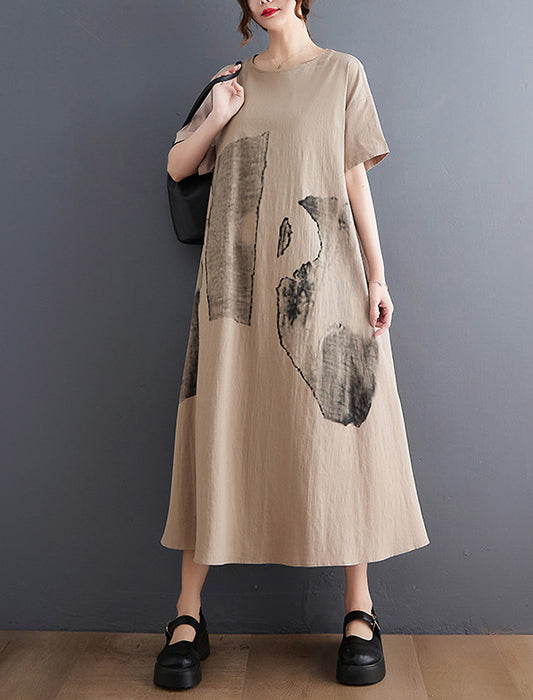 ゆったりモダンプリントワンピース