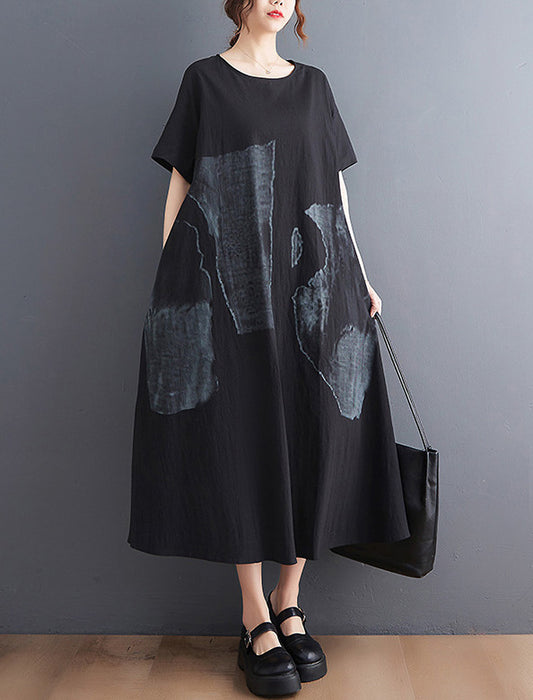 ゆったりモダンプリントワンピース