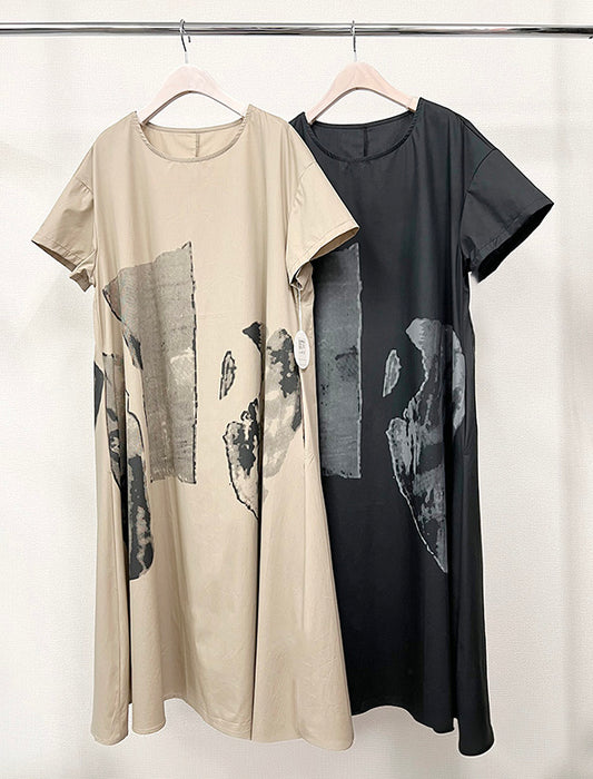 ゆったりモダンプリントワンピース