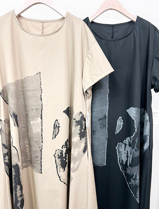 ゆったりモダンプリントワンピース