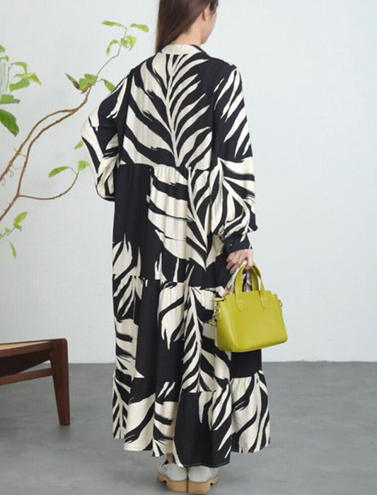 2WAYで使える大判リーフ柄ワンピース