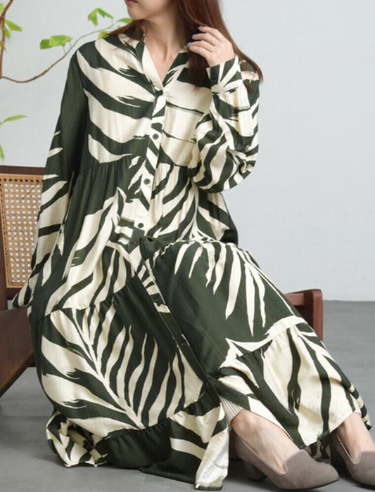 2WAYで使える大判リーフ柄ワンピース