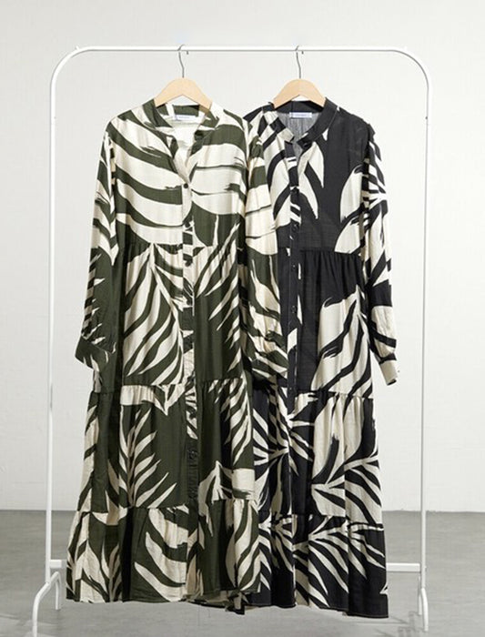 2WAYで使える大判リーフ柄ワンピース