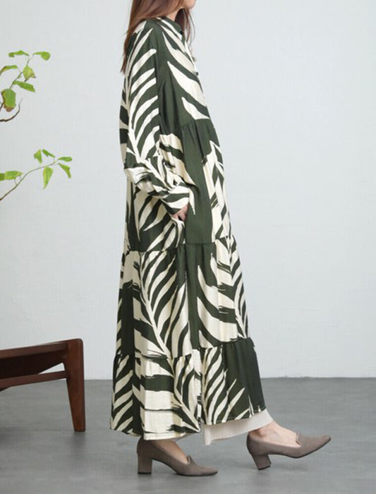 2WAYで使える大判リーフ柄ワンピース