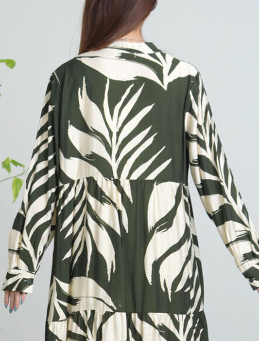 2WAYで使える大判リーフ柄ワンピース