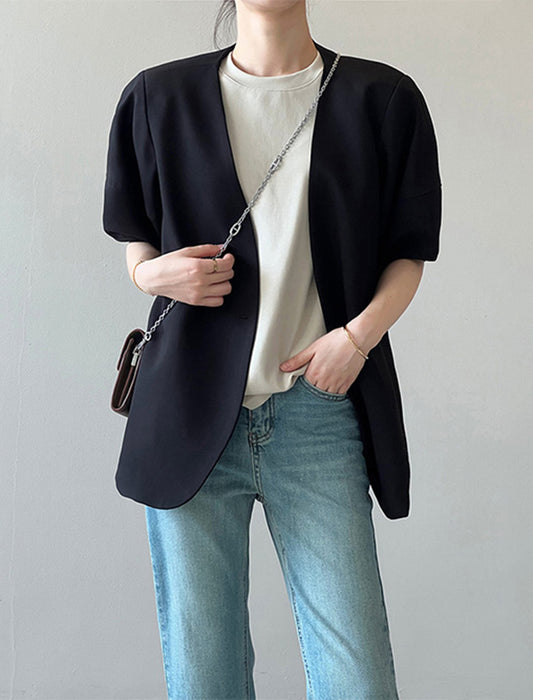 ぽわん袖半袖ジャケット