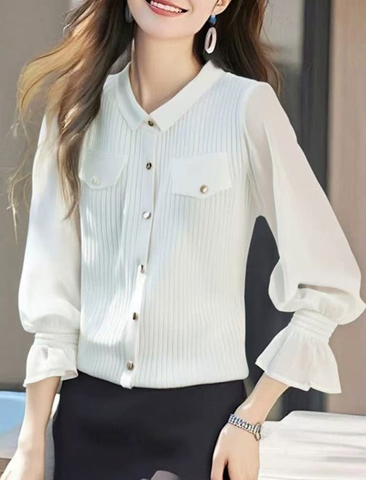 袖シフォンミニ衿トップス　