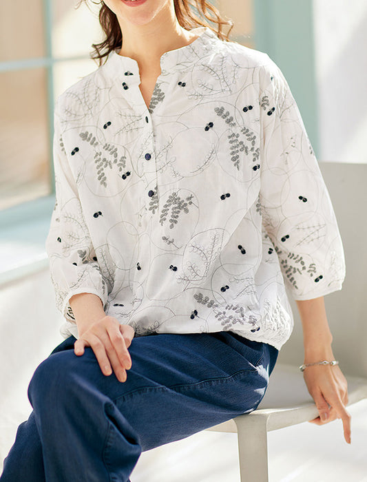 【受注】総刺しゅうコットンブラウス