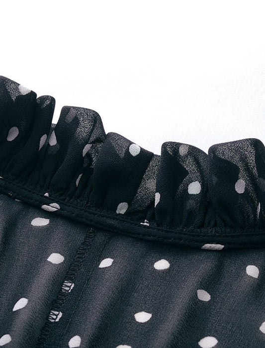 【受注】ドットシフォンフリル衿ブラウス