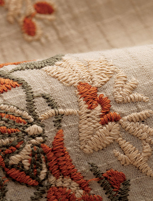 【受注】綿シャドーチェック素材刺しゅう入りロングブラウス