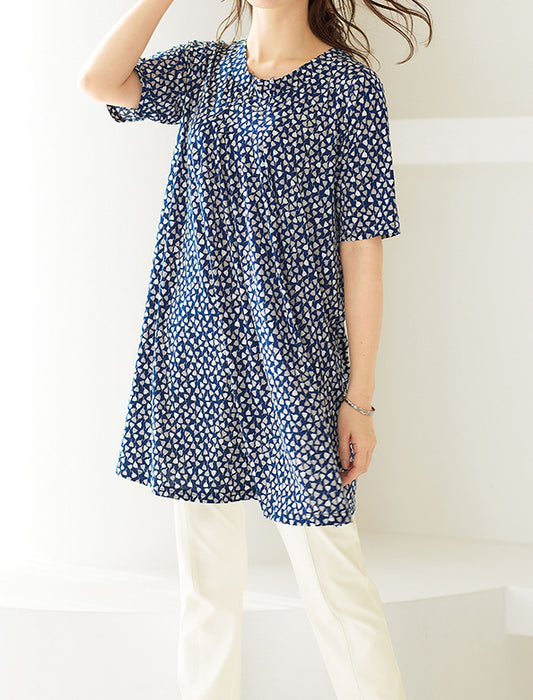 【受注】フリルタックプリントチュニック
