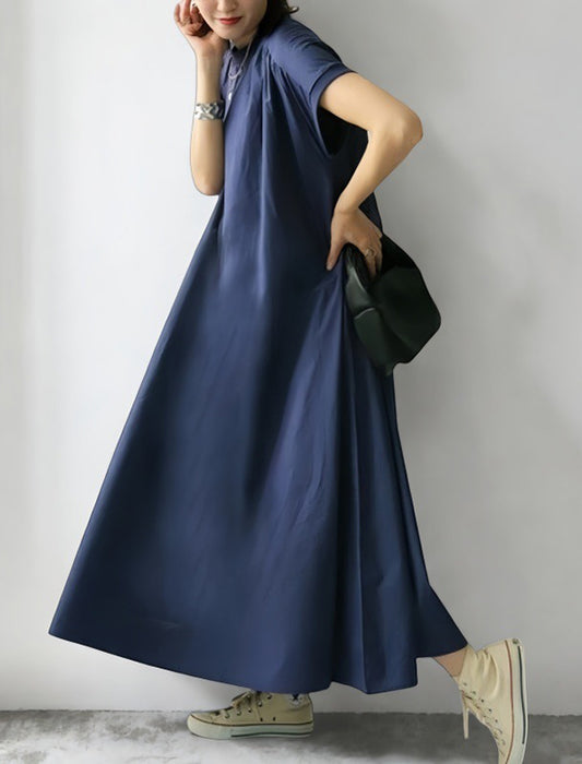 ラウンドネックAラインワンピース