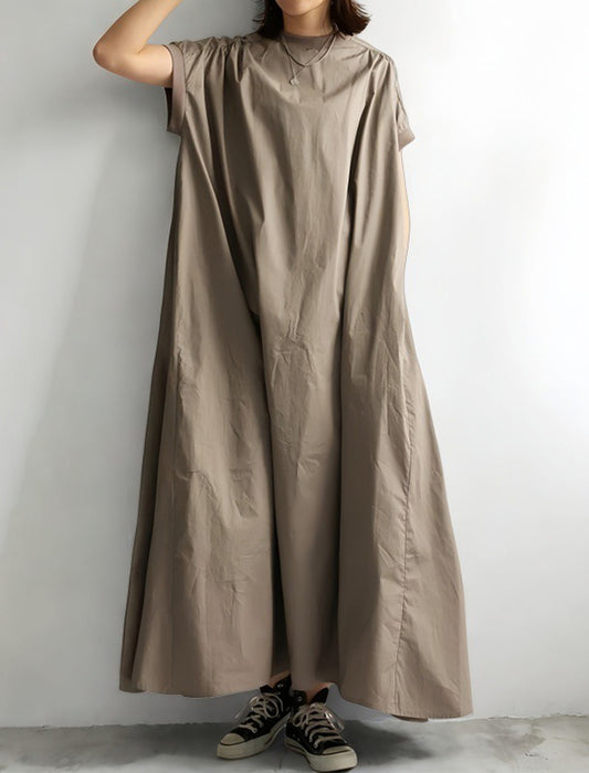 ラウンドネックAラインワンピース