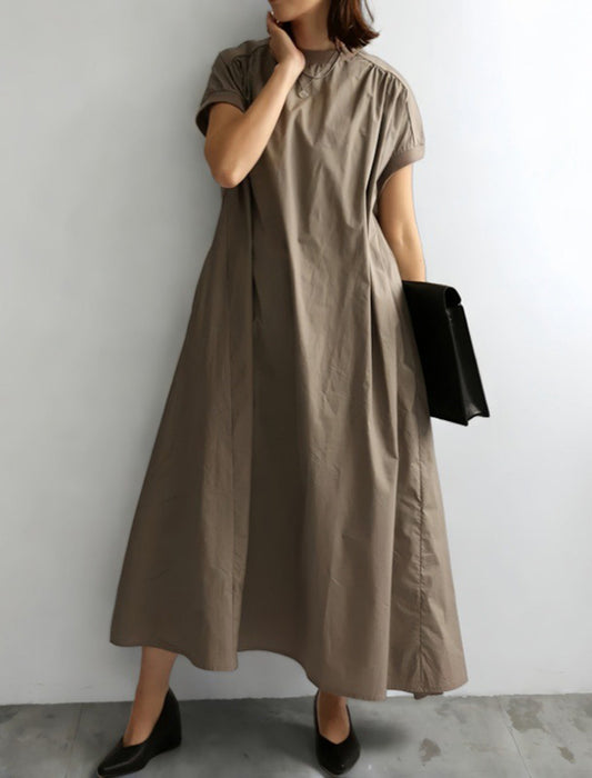 ラウンドネックAラインワンピース