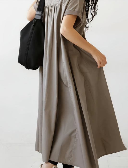 ラウンドネックAラインワンピース