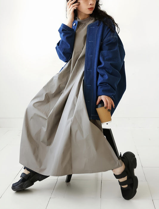 ラウンドネックAラインワンピース