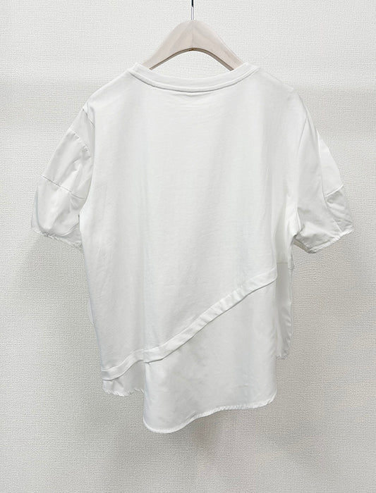 レイヤード風5分袖ブラウス