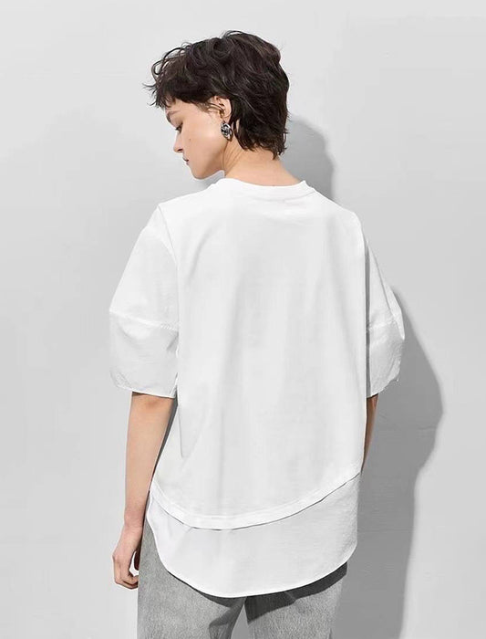 レイヤード風5分袖ブラウス