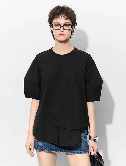 レイヤード風5分袖ブラウス