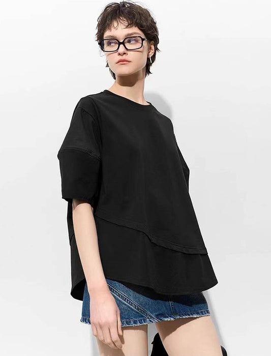 レイヤード風5分袖ブラウス