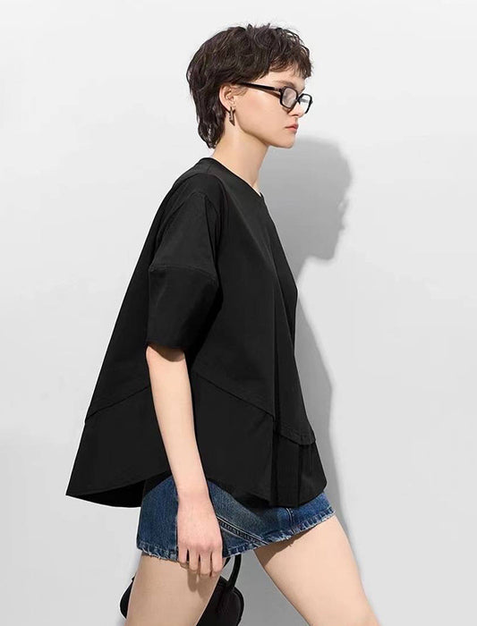 レイヤード風5分袖ブラウス