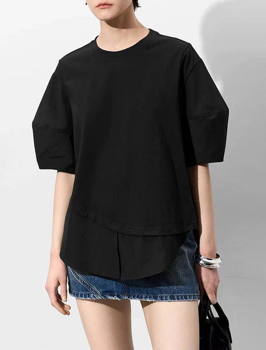 レイヤード風5分袖ブラウス