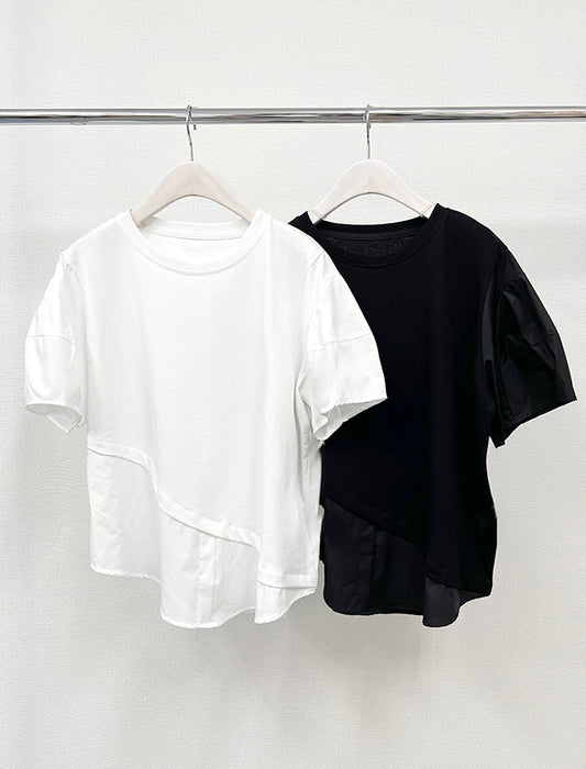 レイヤード風5分袖ブラウス