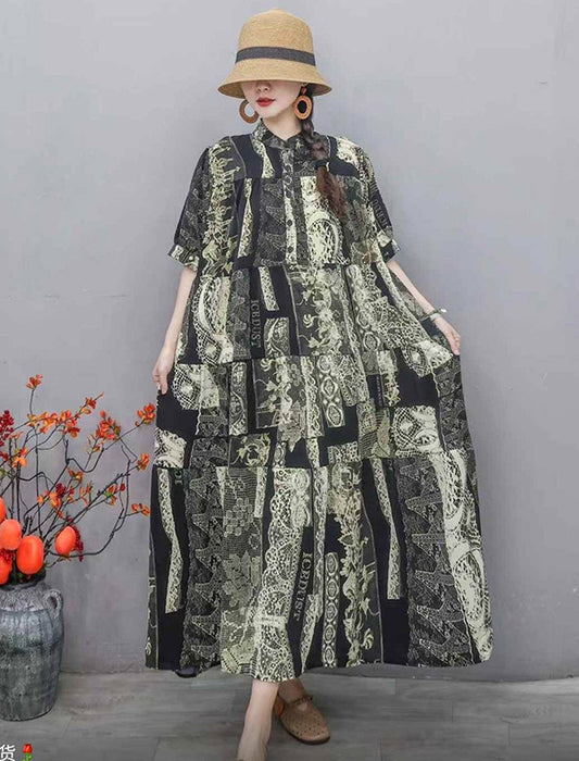 モノトーンプリントワンピース