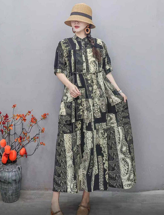 モノトーンプリントワンピース