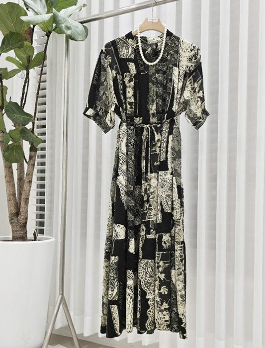 モノトーンプリントワンピース