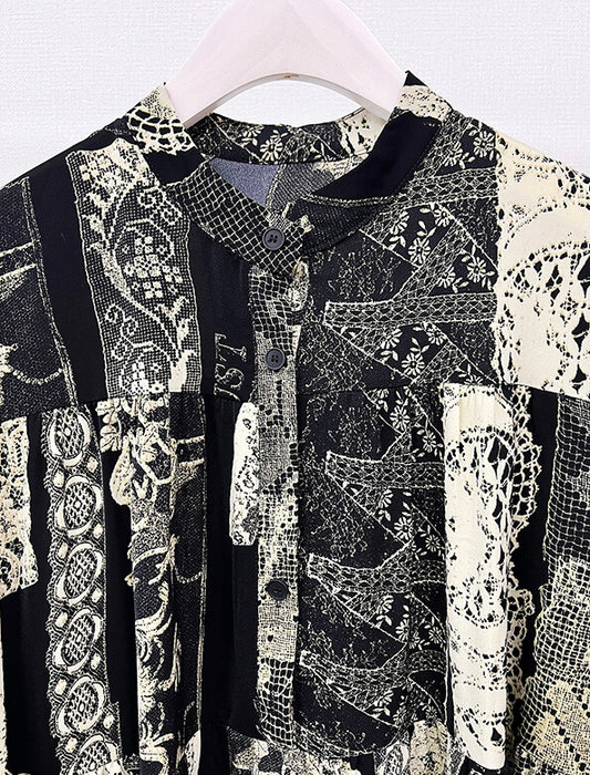 モノトーンプリントワンピース